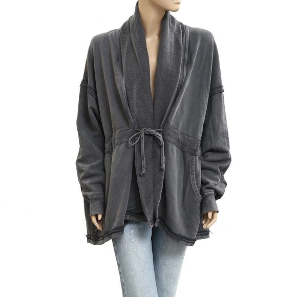 Free People Boothbay Sweatshirt Jacket Cardi Top Ventilated Oversized XS 283679 - Picture 5 of 9